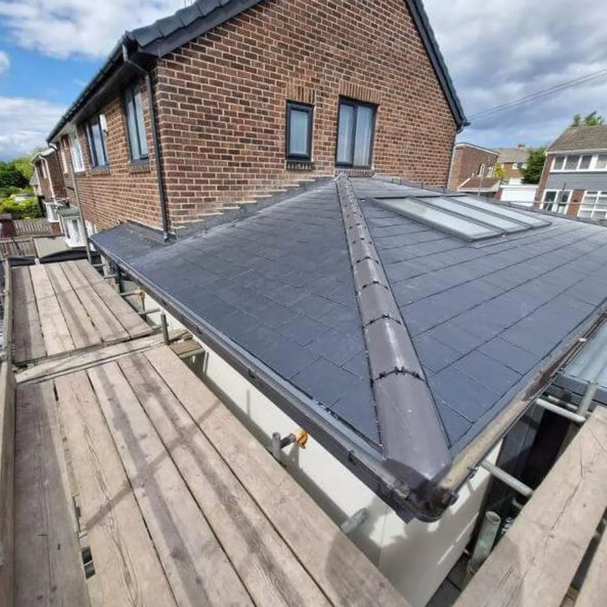 New roof with scaffold