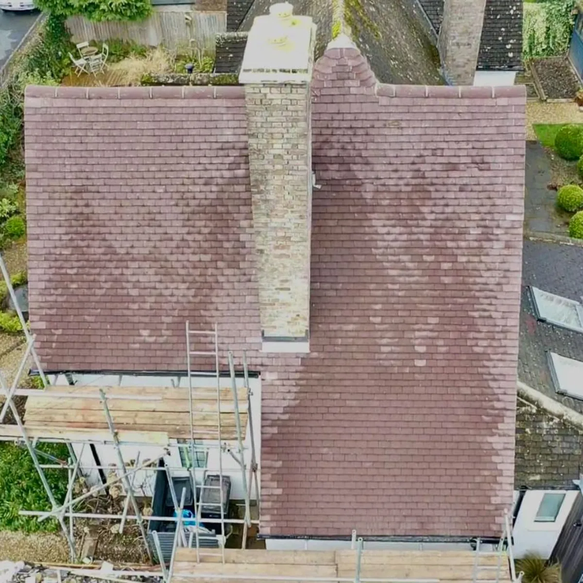 Tiled reroof and rebuilt chimney